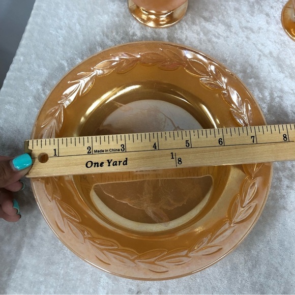 Fire King vintage peach iridescent cream sugar set FLAWED - Picture 2 of 16